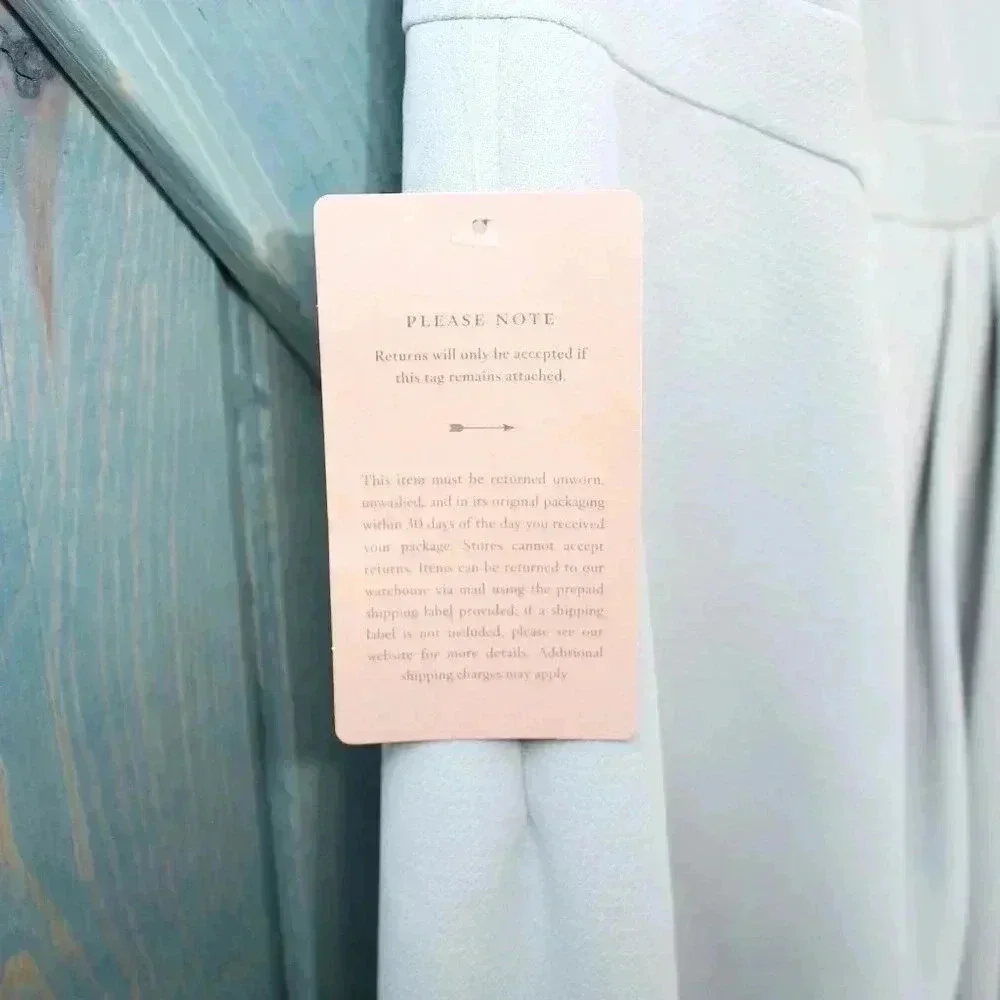 BHLDN Lyra V-Neck Faux-Wrap Crepe Midi Dress Blue Size 16 Anthropologie NWT - Picture 10 of 13